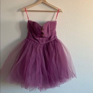 Betsey Johnson strapless tutu dress stone buttons